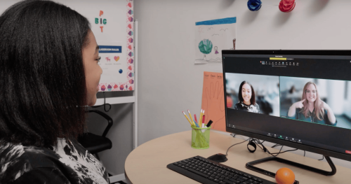 Speech-language pathologist and student during a session.